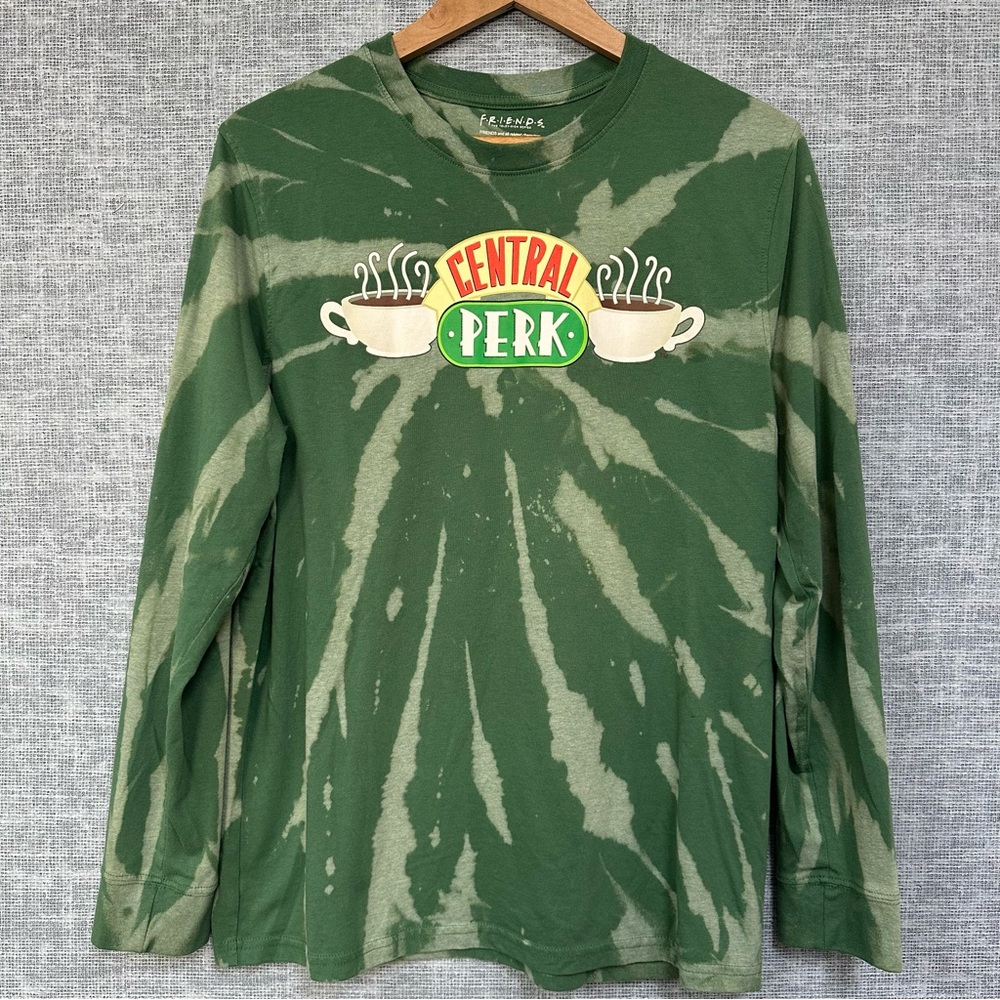 Friends Central Perk Long Sleeve Bleach Dyed Graphic Tee